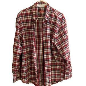 izod mens button down shirt XL plaid Red & white Long sleeve